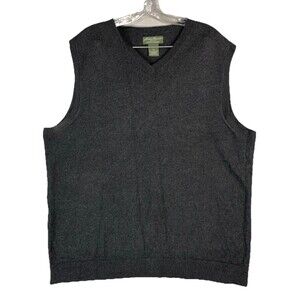 Eddie Bauer Men Large Sweater Vest VNeck Cotton Cashmere Gray Soft Preppy Casual